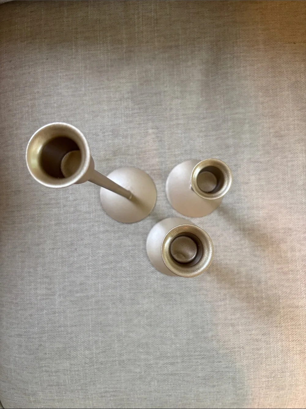 Gold Metal Taper Candle Holders - Set of 3